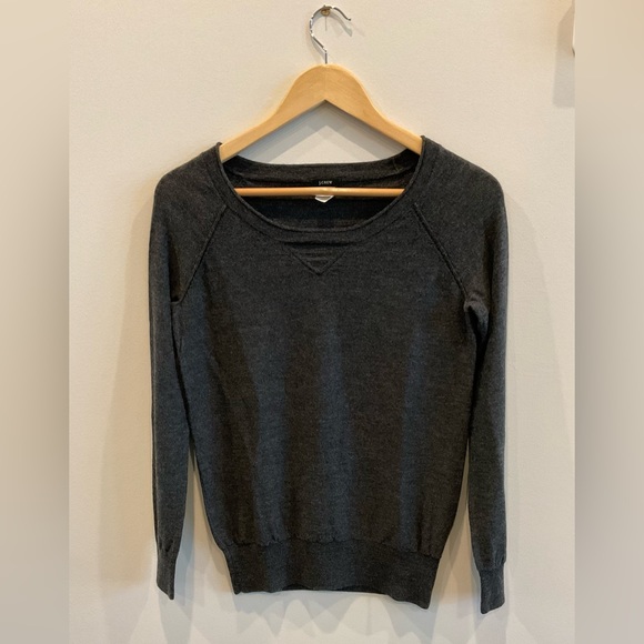 J. Crew 100% Merino Wool Crew Neck Sweater, Heather Charcoal Gray, Size XS - Picture 4 of 6